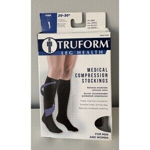 Truform Leg Health Medical Compression Stockings 20-30 mmHg Closed Toe Lg Black